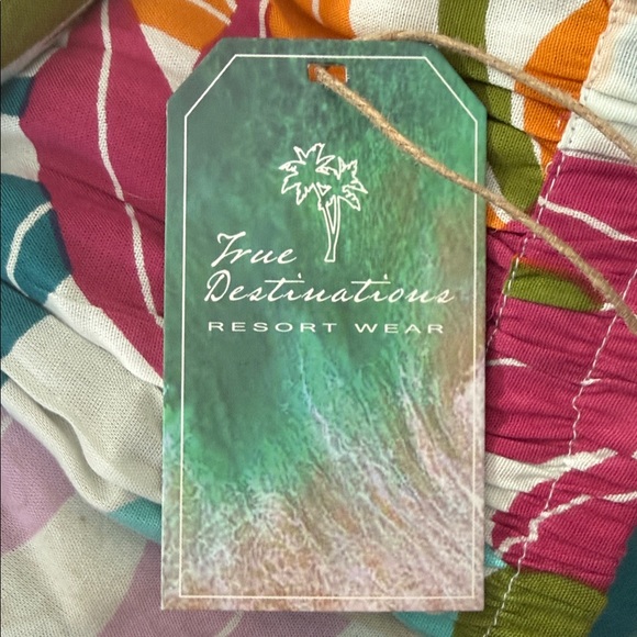 True Destinations Resort Wear Tropical floral coverup wide-leg palazzo pants L - Picture 9 of 11